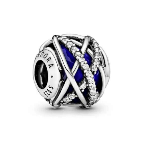 Pandora Silver Blue Galaxy Charm w Crystals DEADSTOCK - Picture 1 of 11